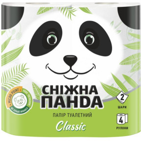 Туалетний папір Сніжна Панда Classic, 2 шари, 4 рулони